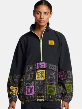Under Armour Dia de Los Muertos Jacket - NWT, Black & Multicolor Print ☠️